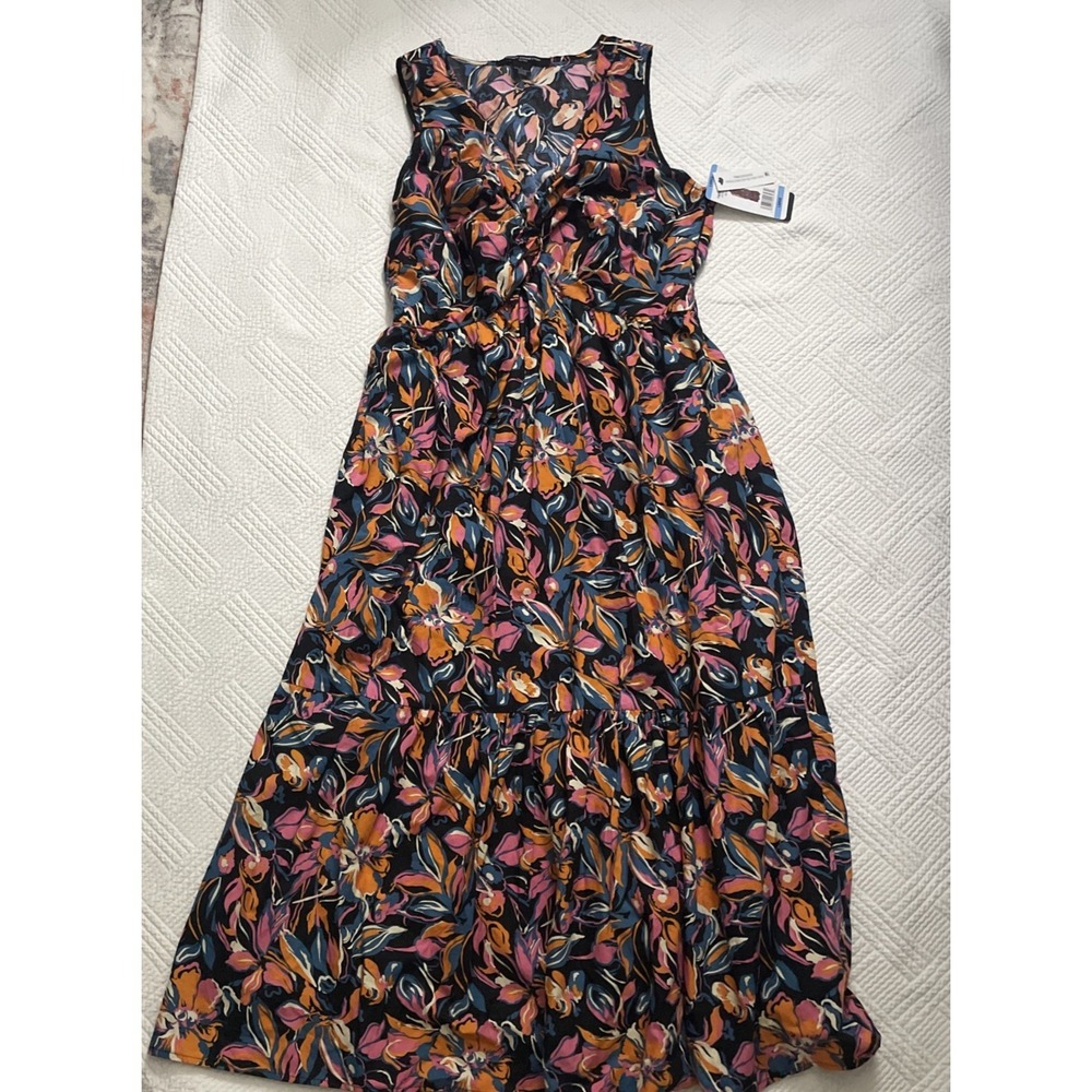 French Connection Twist Front Maxi Dress Med Multicolor Floral 100% Cotton NWT